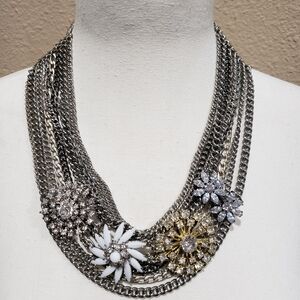 Stella & Dot Silver and Gold Floral Necklace